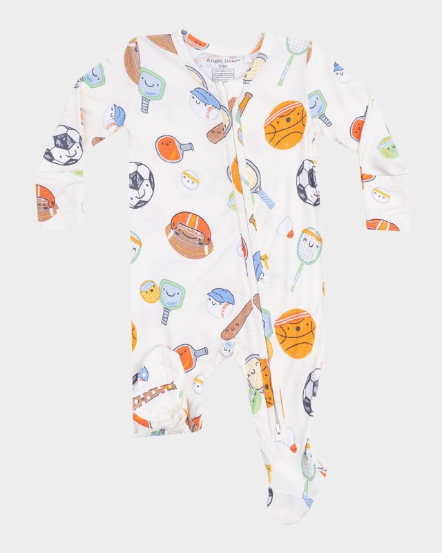 Boy's Sports Ball Friends Printed Footie, Size Newborn-9M
